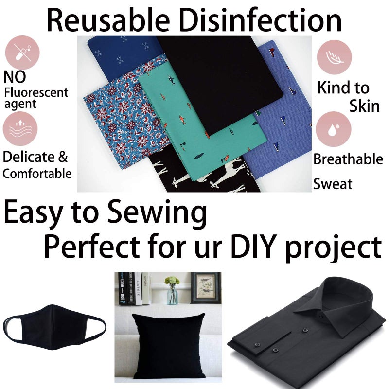 Master FAB -Black 100% Cotton Fabric by The Yard for Sewing DIY Crafting Fashion Design Washable Cloth Bundles Voile;Full Width cuttable39 x 55inches (100x140cm) (Black Solid) - Image 2